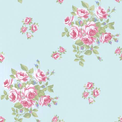 Printed Wafer Paper - Blue Floral - Click Image to Close
